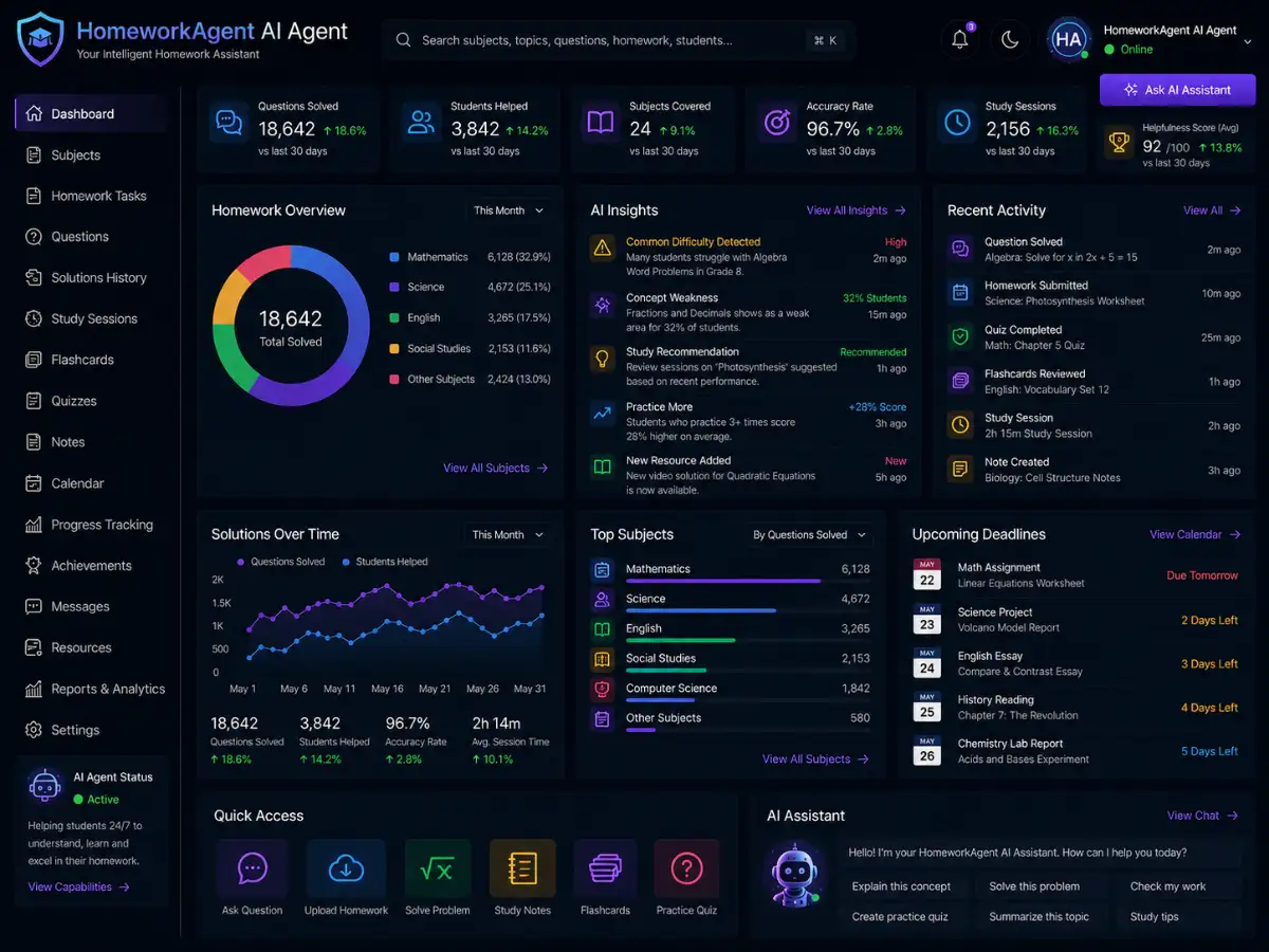 homeworkagent.app AI homework agent app — homework agent app preview